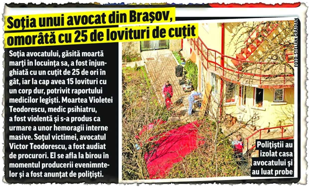 Ziarul Click! a relatat la 31 martie  despre crima care a îngrozit cartierul  braşovean Noua. La acea dată, Victor  Teodorescu nu era considerat suspect