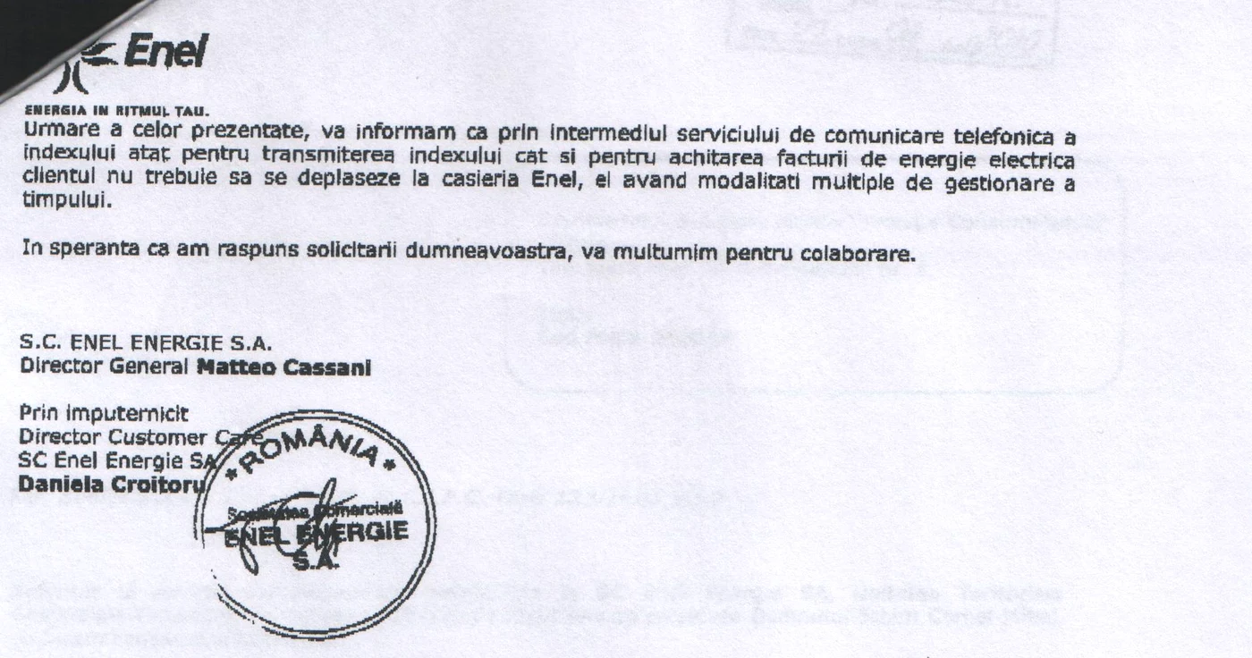 Răspunsul Enel pentru Echim