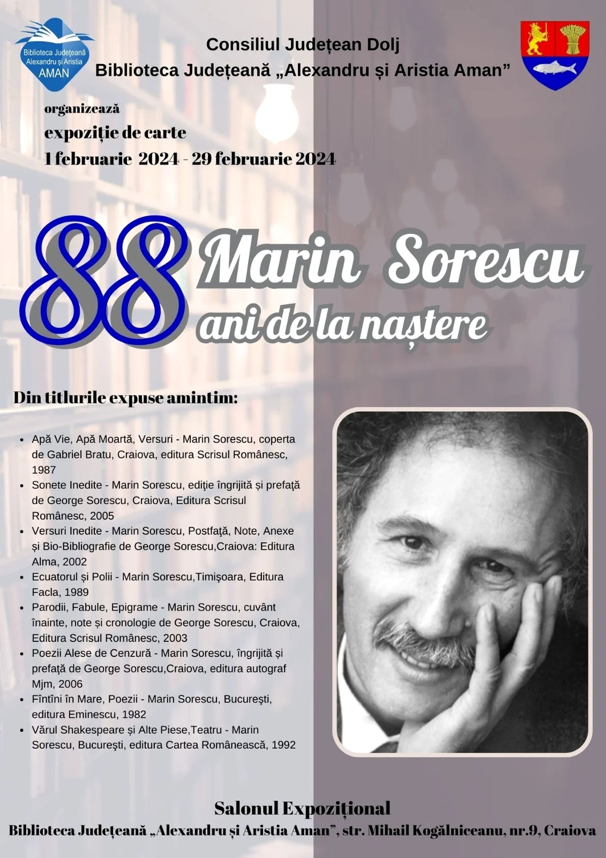 Expoziția de carte „Marin Sorescu - 88 de ani de la naștere”