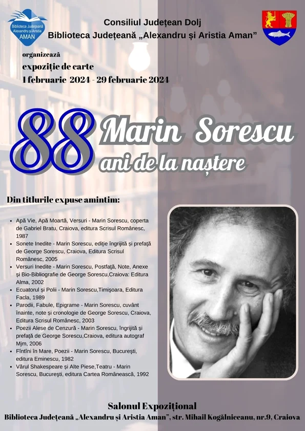 Expoziția de carte „Marin Sorescu - 88 de ani de la naștere”