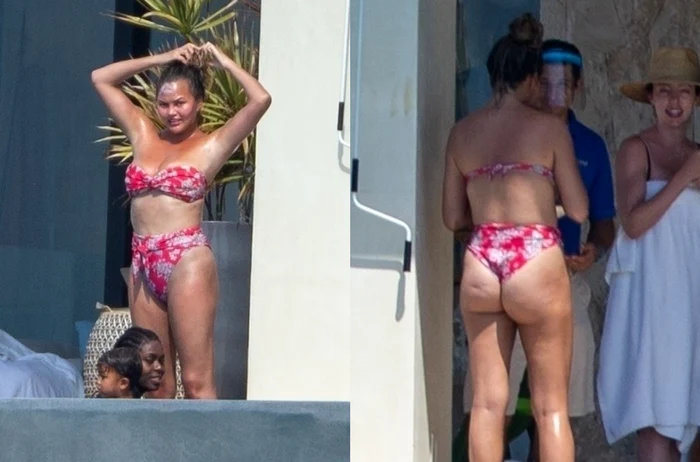 Chrissy Teigen a apărut în costum de baie. (Foto: Profimedia)