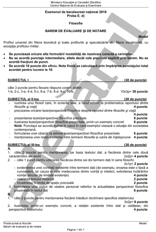 Subiectele de la Filosofie - pagina 1 din 1