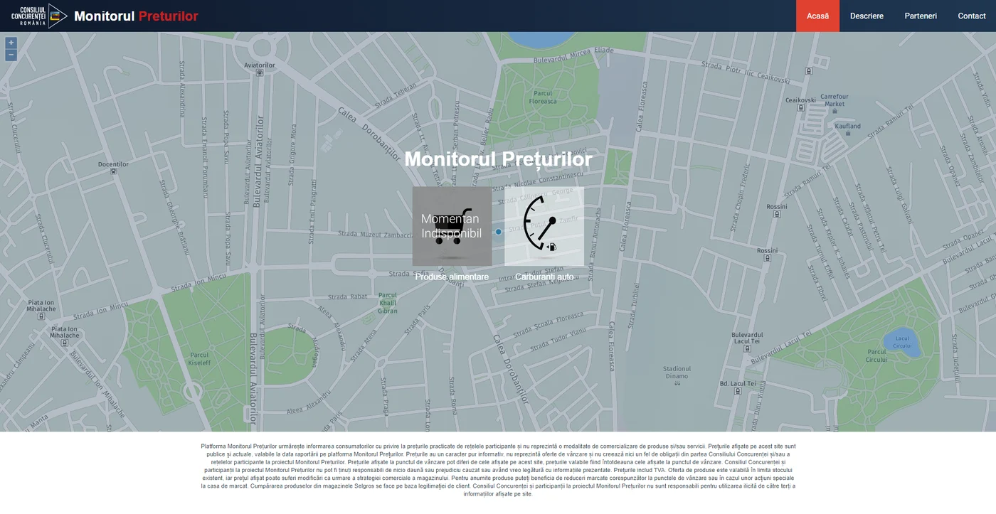 Interfaţă monitorul preţurilor