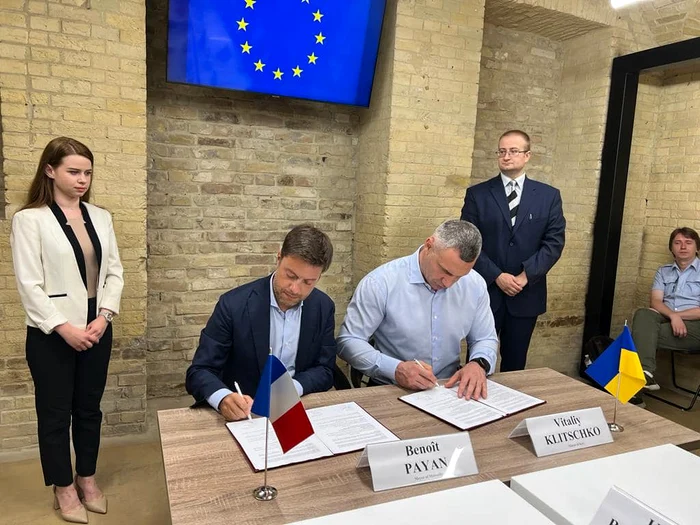  Benoît Payan, primarul Marsiliei, alături de edilul Kievului, Vitali Kliciko Foto Facebook