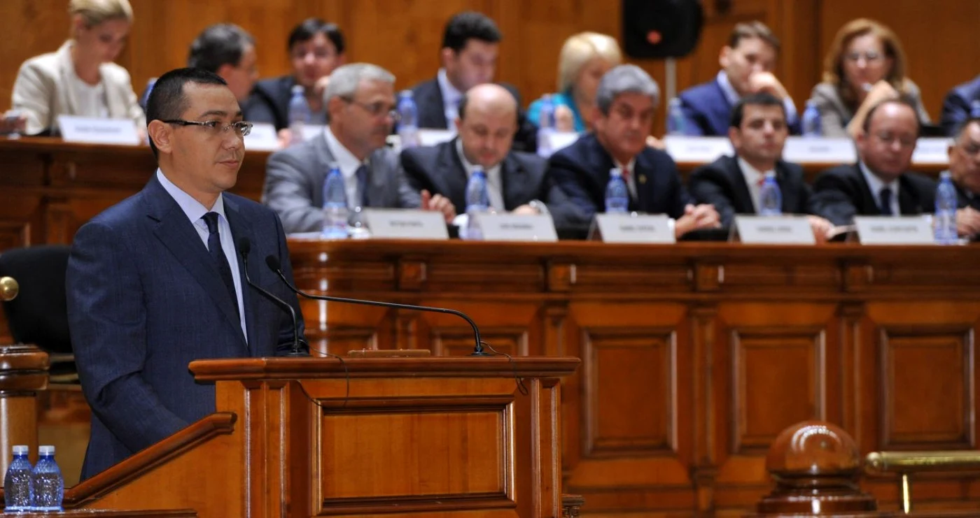 Premierul Victor Ponta, în timpul discursului susţinut marţi în Parlament FOTO gov.ro