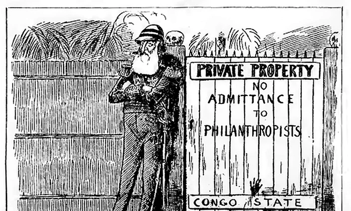 800px Cartoon by British caricaturist 'Francis Carruthers Gould' depicting King Leopold 2, and Congo Free State jpg