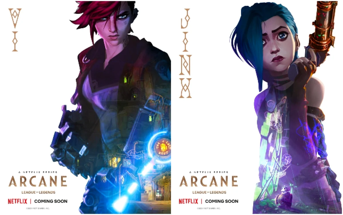 Personajele Vi şi Jinx din animaţia Arcane.