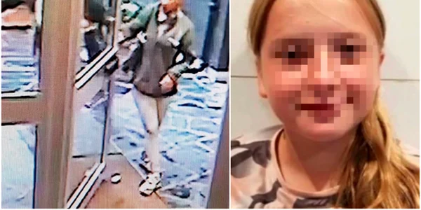 Suspecta a fost surprinsă de camerele de supraveghere în compania fetiței 