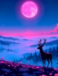 woman deer pink moon jpg