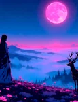 woman deer pink moon jpg