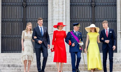 De la stânga, Prințesa Eleonore, Prințul Gabriel, Regina Mathilde, Regele Filip, Prințesa Elisabeta și Prințul Emmanuel ai Belgiei, Foto Getty (2) jpg