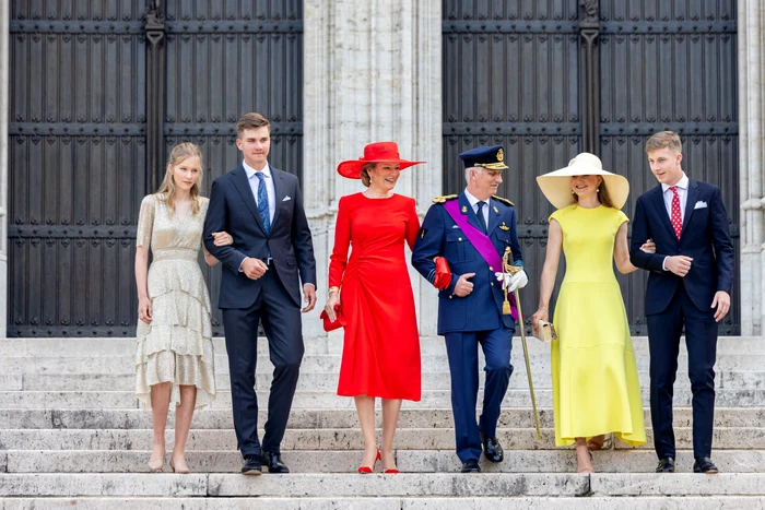 Eleonore, Gabriel, Regina Mathilde, Regele Filip, Elisabeta, Emmanuel ai Belgiei, Getty