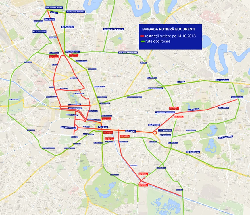 Harta Maratonului Internaţional Bucureşti 2018