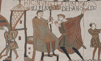 William Cuceritorul, reprezentat pe Tapiseria de la Bayeux, ținând un gonfalon papal (steag ceremonial) cu o cruce de aur, un cadou de la Papa Alexandru al II-lea