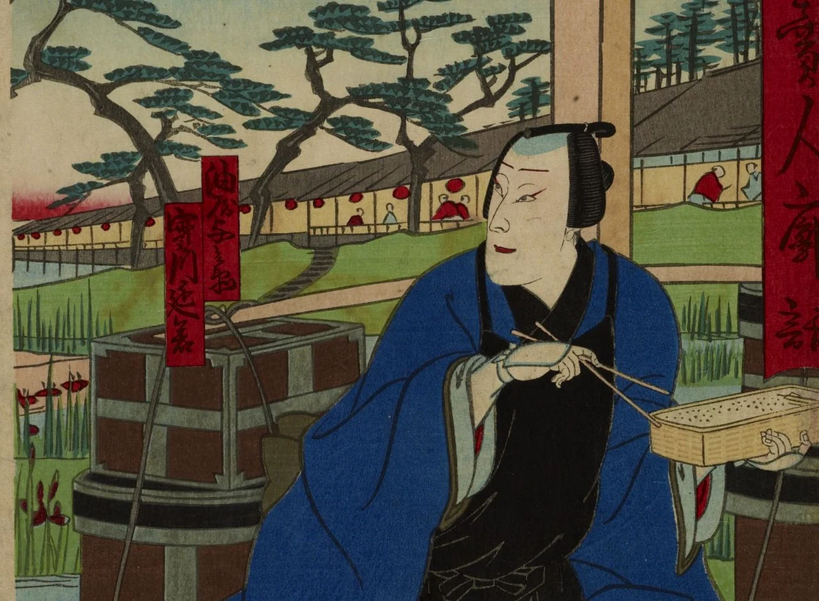 Prânzul la un han de pe marginea drumului. Pictură de Utagawa Yoshitaki din secolul al XIX-lea (© Walters Art Museum / Wikimedia Commons)