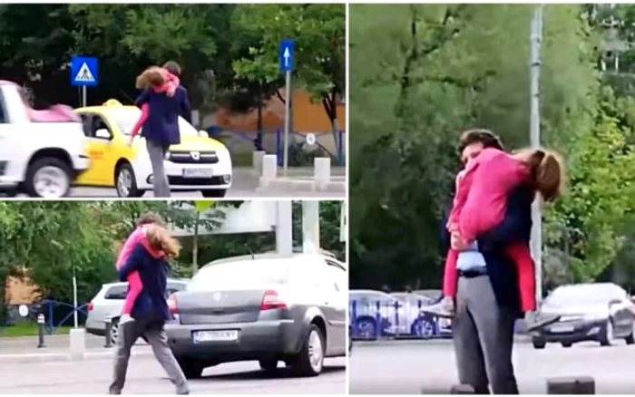 Imaginile cu Nicușor Dan, în rol de pieton iresponsabil. Colaj foto: Adevărul(captură video)