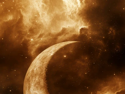 moon seen phase with sepia style effect jpg