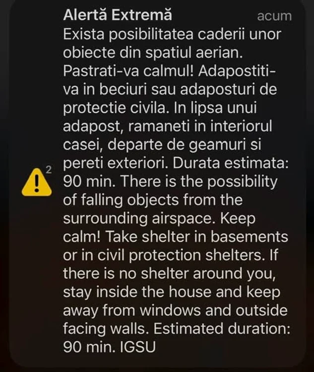 Mesaj RO-Alert. FOTO Info Tulcea