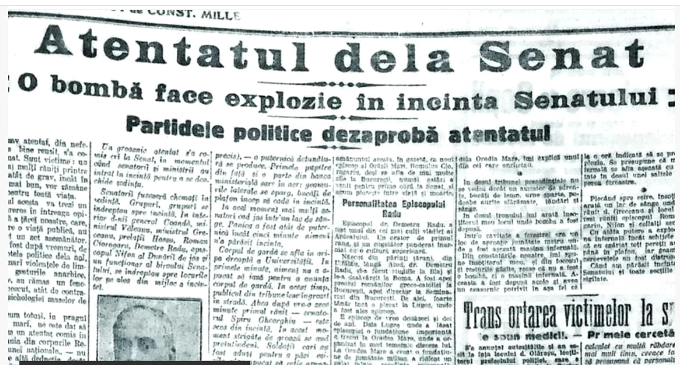 Atentatul de la Senat din 1920 s-a lăsat cu morți și răniți FOTO: Historia