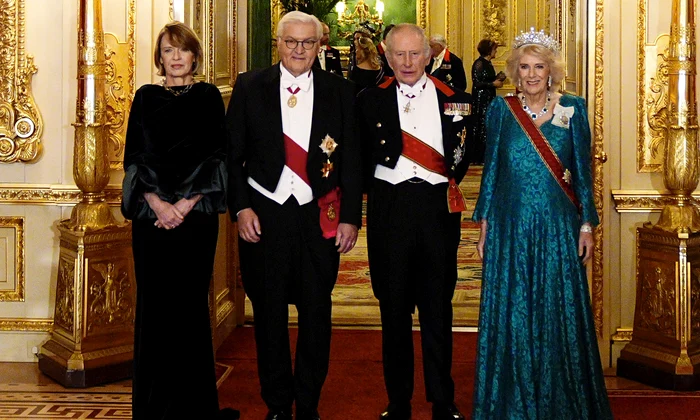 Regina Camilla și Regele Charles la banchetul de stat în cinstea președintelui german Frank Walter Steinmeier și a soției acestuia, Elke Buedenbender   GettyImages 2249144337 jpg