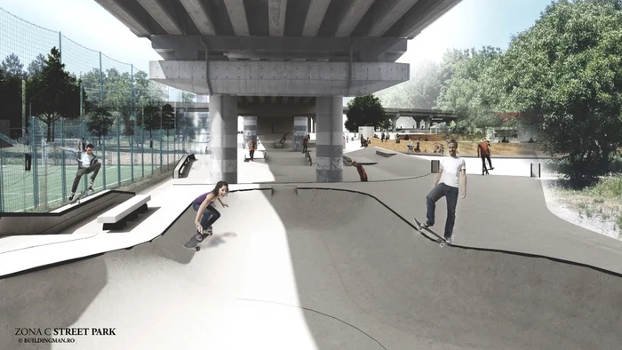 Zona de Street Park de sub Pasajul Fartec din Brașov FOTO Primăria Brașov