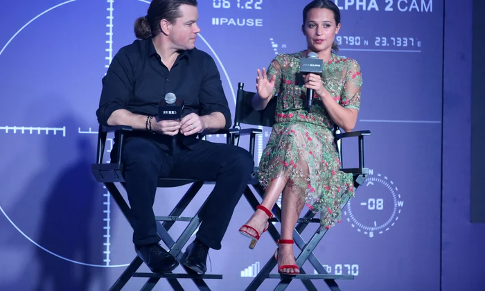 Matt Damon and Alicia Vikander attend the premiere of 'Jason Bourne 5' in Beijing, China on 16th August, 2016 jpeg