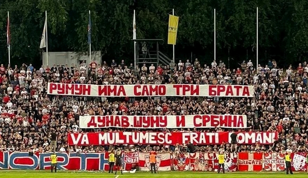 Mesajele transmise de suporterii sârbi românilor FOTO: butasport.rs