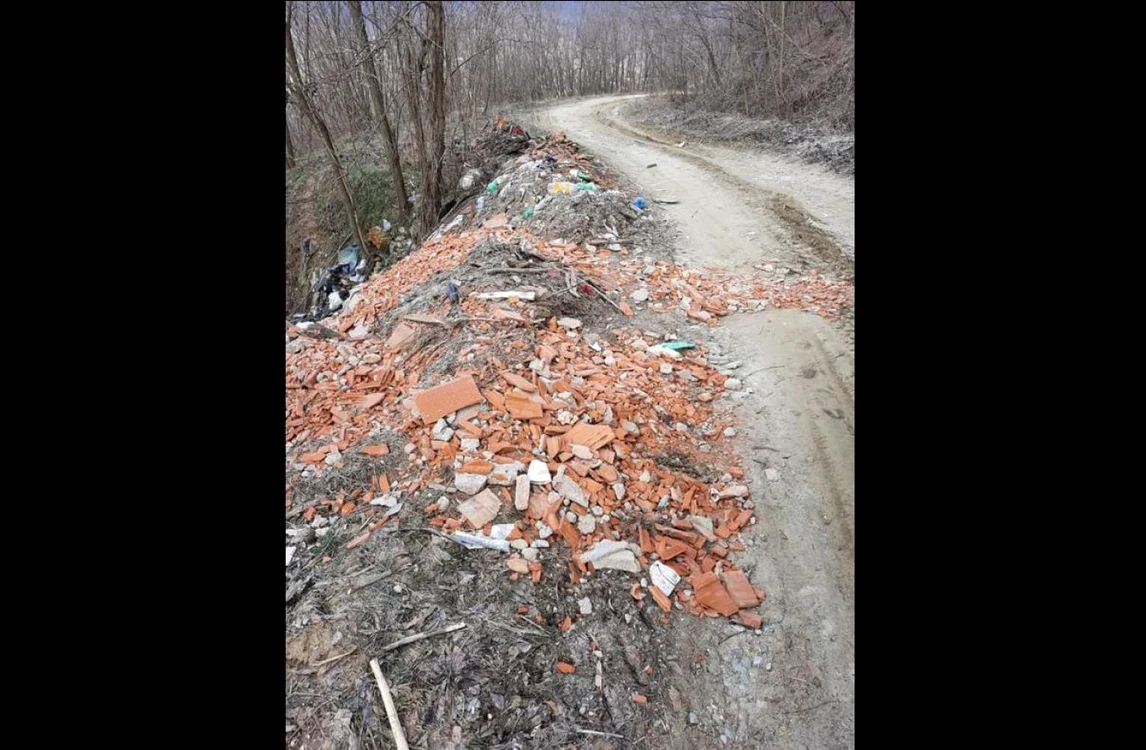Drumul judeţean ce tranzitează comuna Băbana este plin de gunoaie FOTO: Facebook/Bebe Ivan