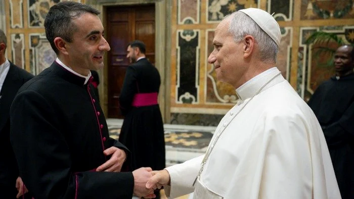 Mihăiță Blaj și Papa Leon FOTO: Vatican News
