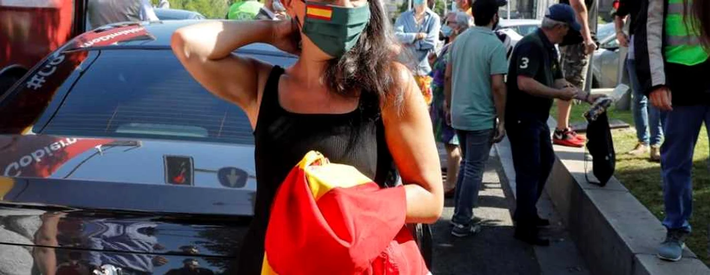 Proteste la Madrid faţă de măsurile luate în contextul pandemiei de COVID-19 FOTO EPA-EFE