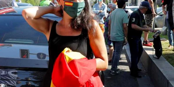 Proteste la Madrid Spania împotriva COVID-19 FOTO EPA-EFE
