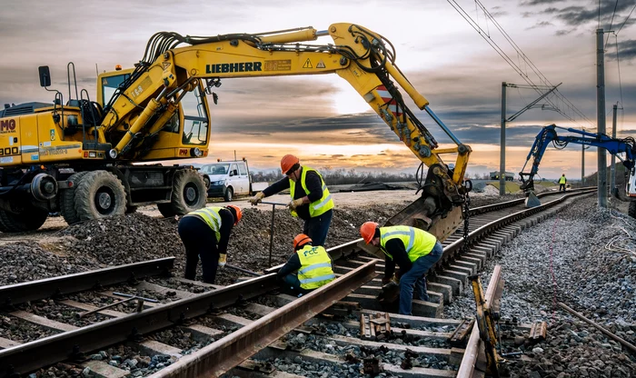 Lucrări pe calea ferată Lugoj - Timișoara. Foto CFR Infrastructură Timișoara. Facebook