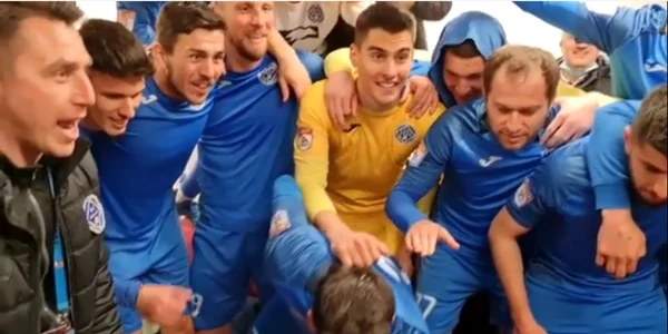 academia clinceni bucurie dupa victoria in fata lui dinamo. foto captura video academia clinceni