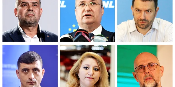 Marcel Ciolacu, Nicolae Ciucă, Cătălin Drulă, George Simion, Diana Șoșoacă și Kelemen Hunor. FOTO Inquam Photos și Mediafax Foto