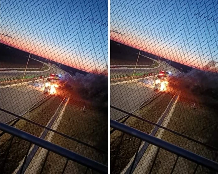 incediu santier drum expres craiova-pitesti - foto info trafic slatina