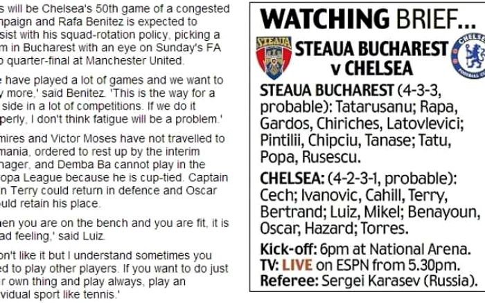 daily mail steaua chelsea