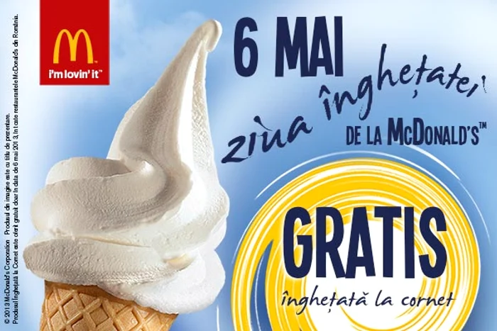 
    Pe data de 6 mai sărbătorim  Ziua Înghețatei de la McDonald's  