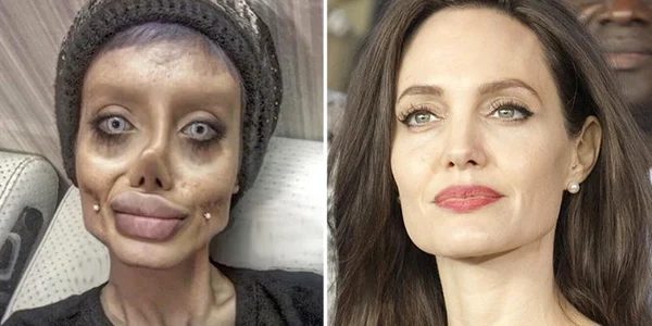 fata care se machiaza ca angelina jolie