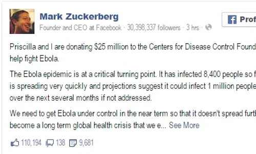 Mesajul postat de Mark Zuckerberg jpeg