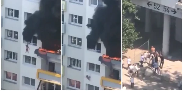 un băiat de 10 ani și a aruncat fratele mai mic, în vârstă de 2 ani, de la o înălțime de aproximativ 9 metri, încercând să l salveze de flăcări in Grenoble Franta FOTO captura video png