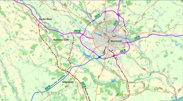 Harta drumului de mare viteză București-Giurgiu FOTO: CNIR