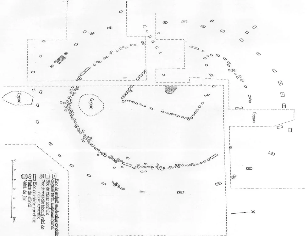 Schița edificiului. Sursa: raportul arheologilor din 1957. Constantin Daicoviciu