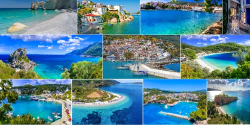 Insulele verzi ale Greciei ascunse din Arhipelagul Sporade în Marea Egee Colaj DMS 