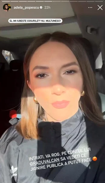 Postarea de pe InstaStory a Adelei Popescu 