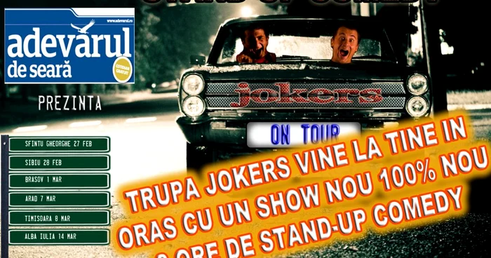 Spectacolul  „Stand-up comedy Jokers“ va începe la ora 21.30