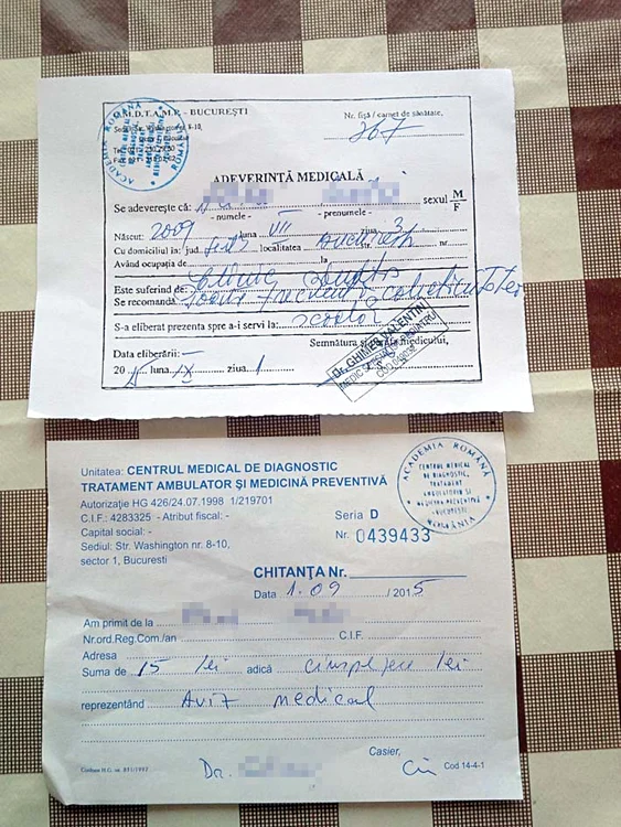 Pentru adeverinţa medicală s-au cerut 15 lei