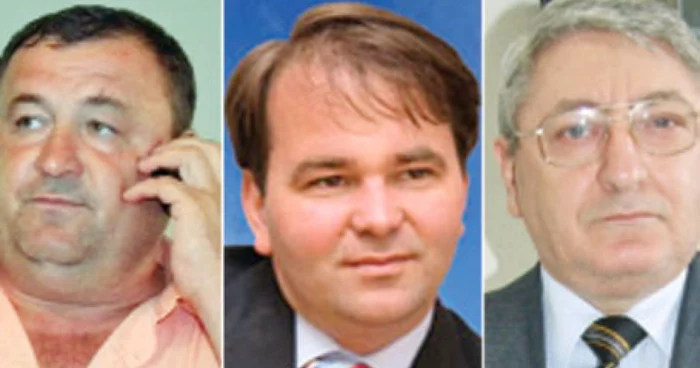 Eugen Antica(stânga )primarul comunei Prăjeşti, Laurenţiu Neghină, om de afaceri, mituitor şi Constantin Năstac,intermediar