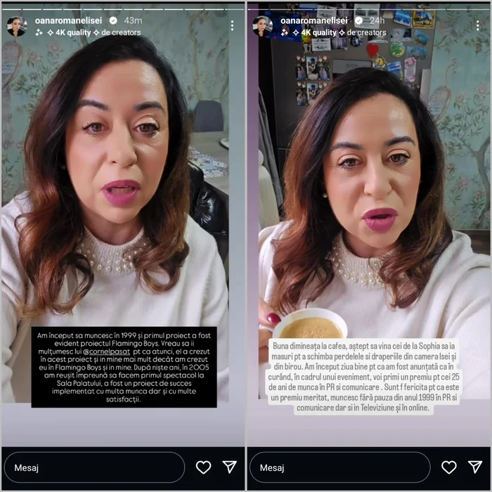Postarea Oanei Roman / foto: Instagram