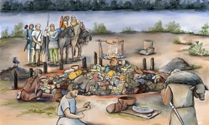 Reconstrucția evenimentului funerar de la Gomolava (© Sara Nylund)