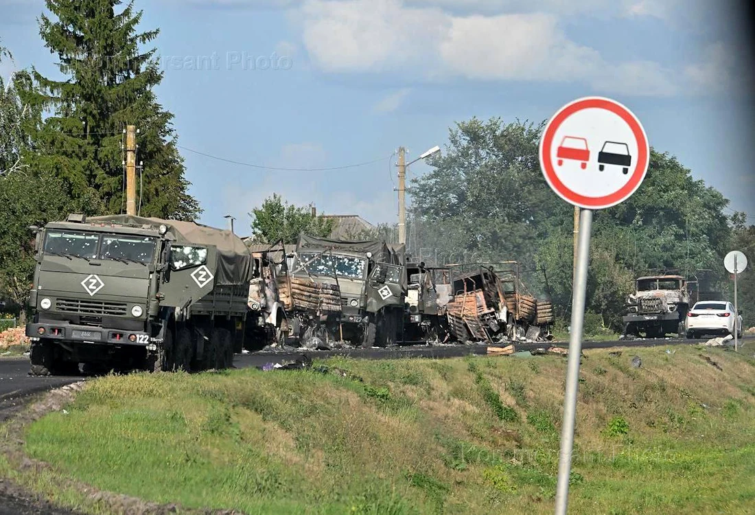 convoi rusesc distrus în Kursk/ FOTO:X